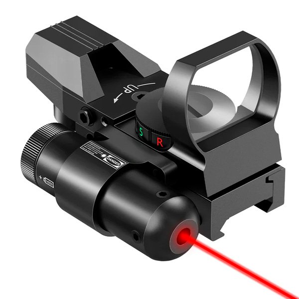 KIT MIRA HOLOGRAFICA ROJO/VERDE 4 ELEMENTOS / LASER / INTERRUPTOR DE PRESION 20 MM.  FOXSPOOK